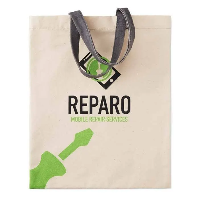MB8109 - Bolsa de algodón con asas cortas (26x32,5cm)