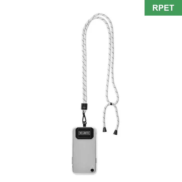 ML1060 - Cordón cruzado porta teléfono hecho de RPET 2-tonos