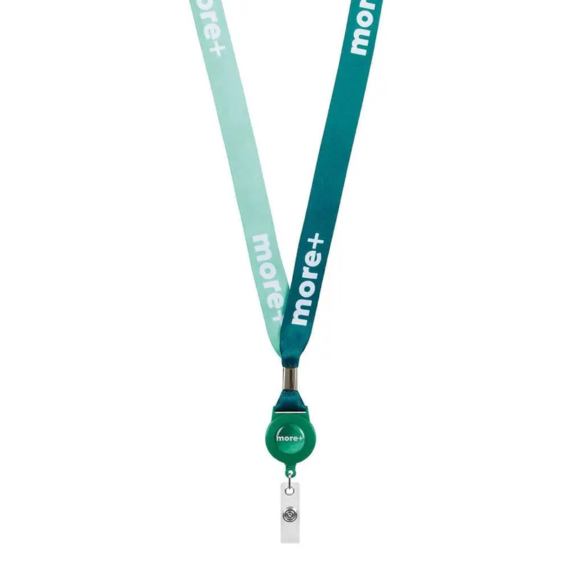 ML1365 Lanyard de carrete para credencial de RPET sublimado con remache metálico.
